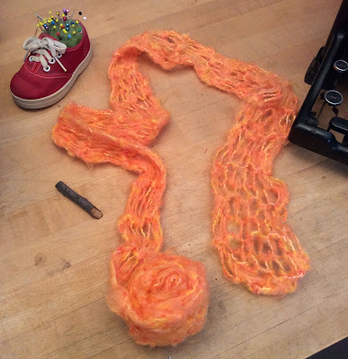 recycled skinny scarf pumpkin, yarn pumpkin, stefanie girard