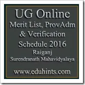 UG Online Merit List ProvAdm & Verification Schedule 2016 Raiganj  Surendranath Mahavidyalaya