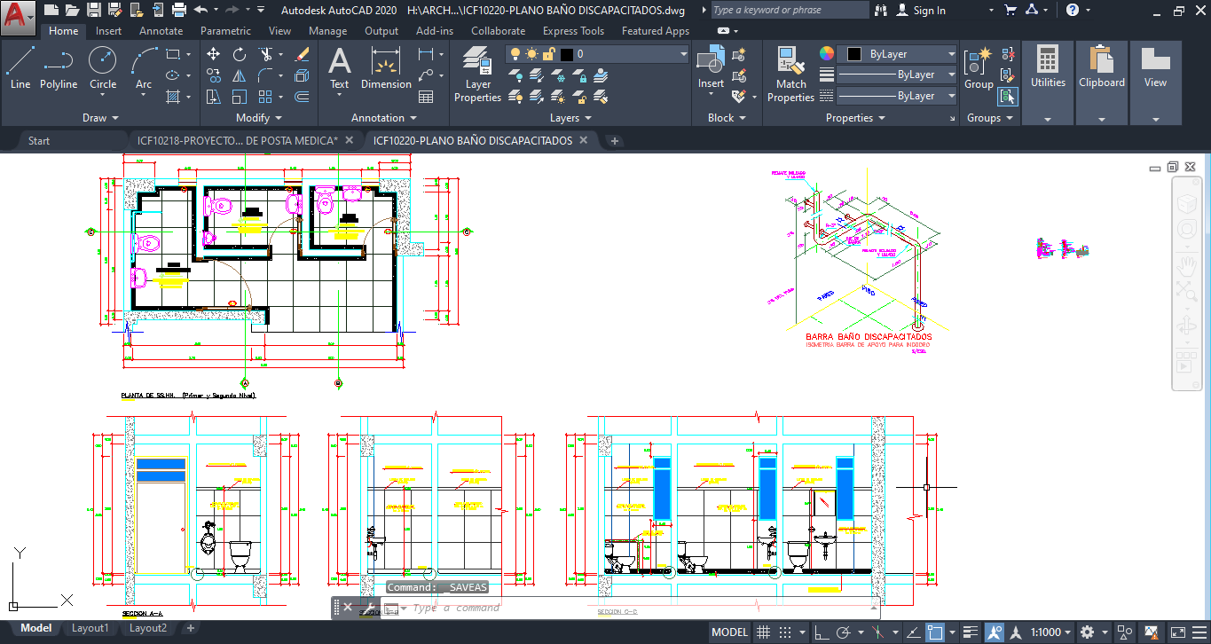 Plano Detalle de Baño para Discapacitados (DWG)