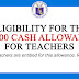 Eligibility to receive the P5,000 cash allowance for public school teachers for SY 2021-2022
