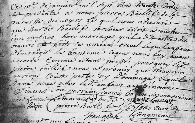 Baptême de Vincent Crevel 1733