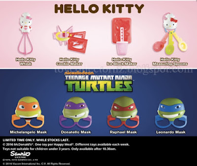 McDonalds Teenage Mutant Ninja Turtles and Hello Kitty Happy Meal Toys 2016