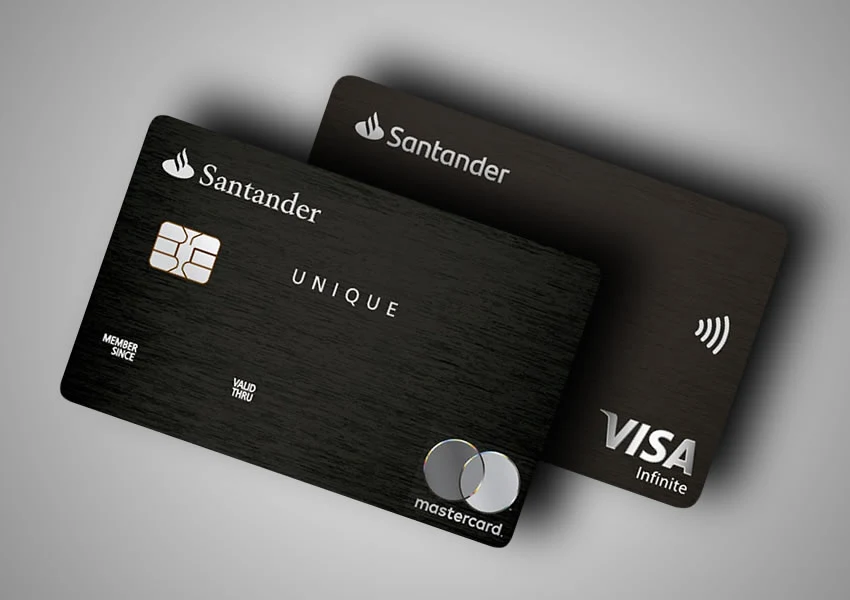 A imagem mostra dois cartões de crédito participantes da promoção de isenção de anuidade por um ano.
