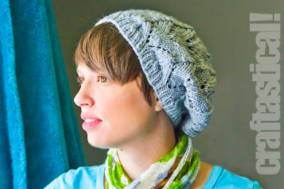 Gray Grace Lace Beret slouchy knit hat