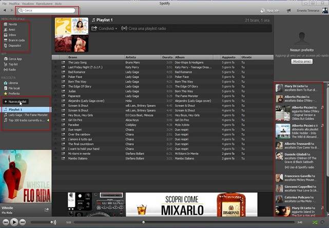 spotify-interfaccia desktop