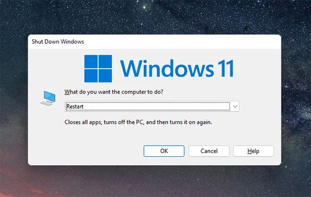 عمل ريستارت للكمبيوتر من قائمة Alt + F4