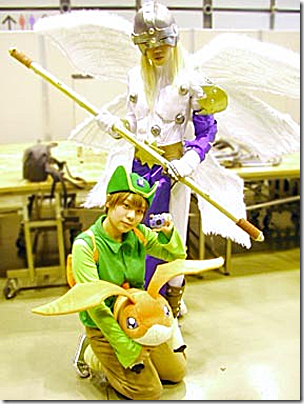 digimon adventure cosplay - takaishi takeru tk, angemon, and patamon