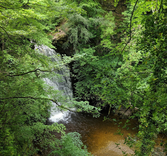 paddling in the river at falling foss