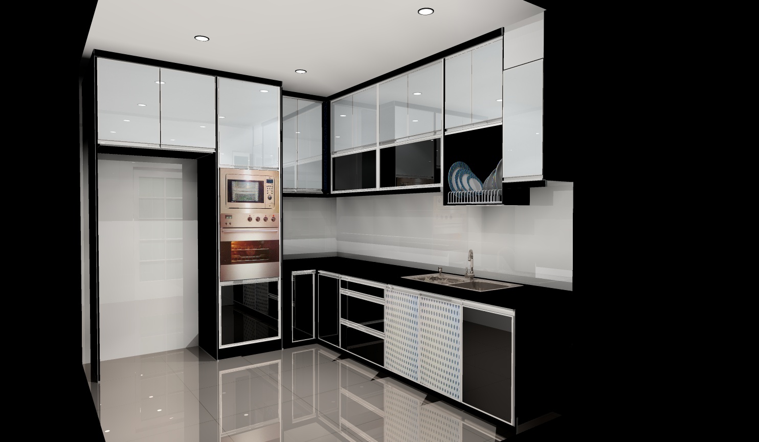 Design Kabinet Dapur Hitam Putih Interior Rumah