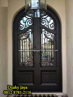 Motif Pintu, Double, Besi, Tempa, Klasik, Mewah