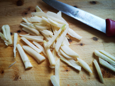 Slice the garlic lengthwise into slivers