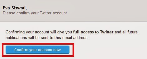 konfirmasi pendaftaran twitter pada email
