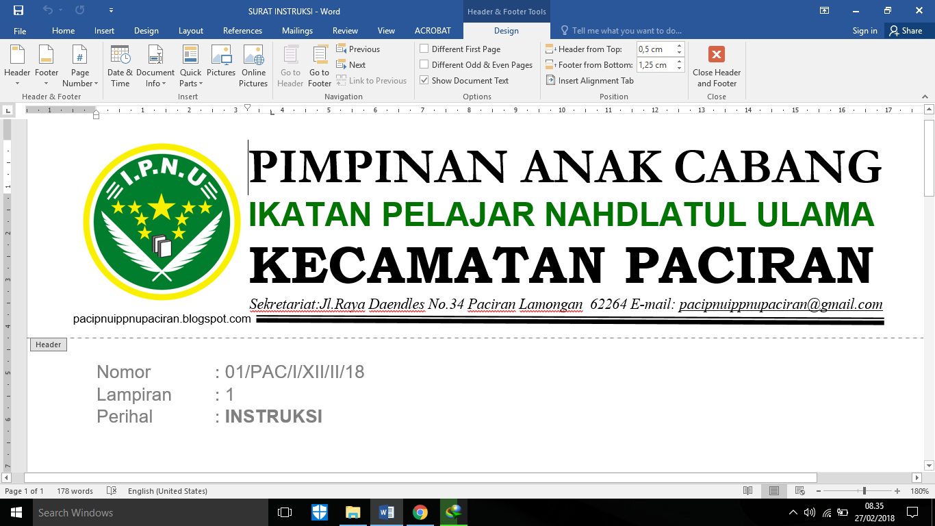 Cara Membuat 1 Muka Surat Letterhead