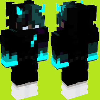 Skin Minecraft Garoto Moleton Evil Azul NEON Preto Download