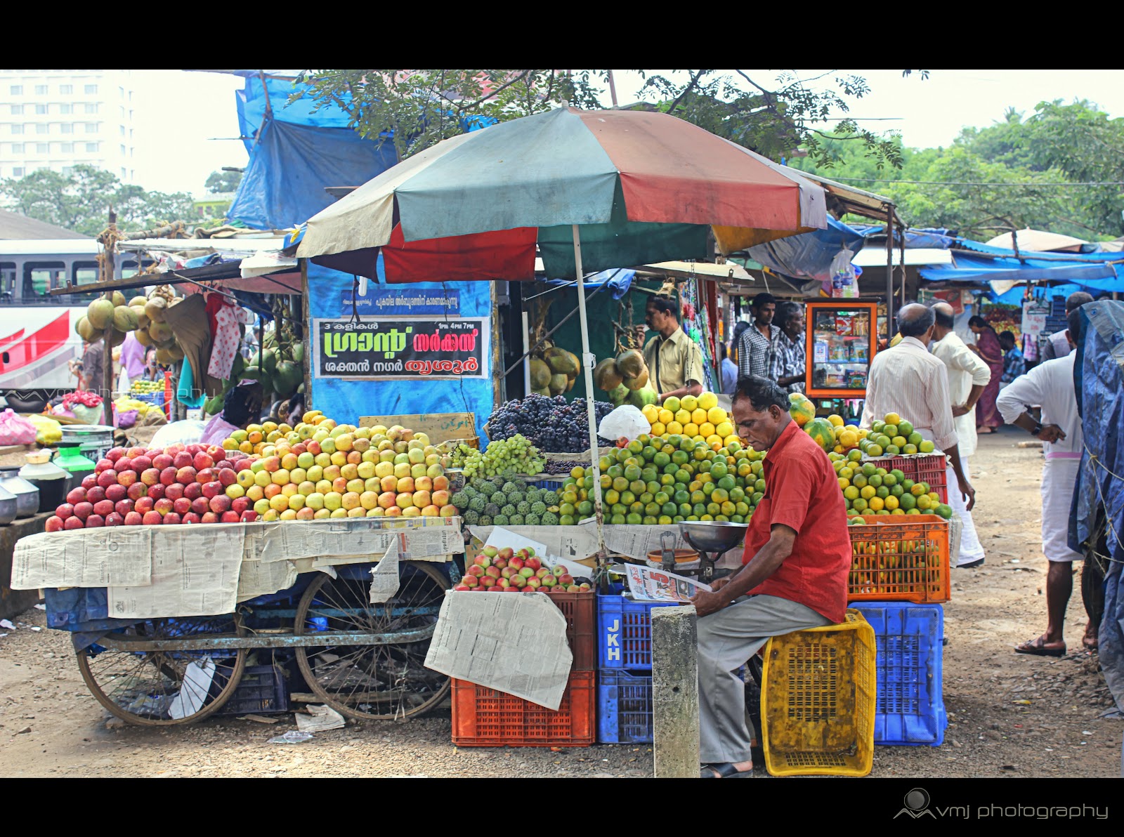 News Paper Reading During Fruit Sale.. | framedviews