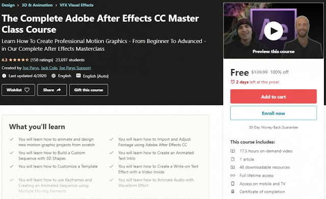 [100% Off] The Complete Adobe After Effects CC Master Class Course| Worth 139,99$