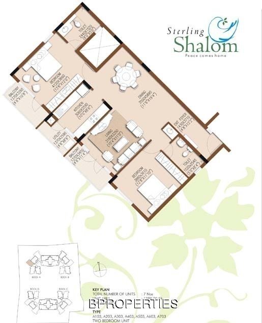 Sterling Shalom Floor Plan Apartment 4 2BHK 1388 Square Feet