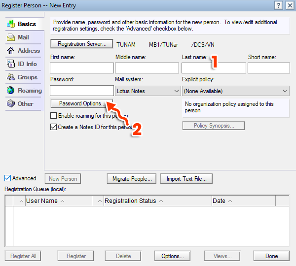 Tạo id người dùng mới trong Lotus Notes 8.5