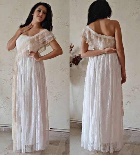 Maxi-Strappless-Retro-ivory-lace-wedding-dress-bohemian-wedding-dress