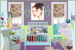 Vintage Blue and Purple Girls bedroom