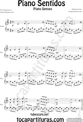 Piano Sentidos Partitura para Piano Fácil por diegosax Easy Piano Beginners Music Scores Piano Senses