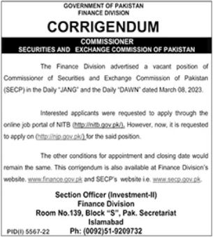 Latest Finance Division Management Posts Islamabad 2023