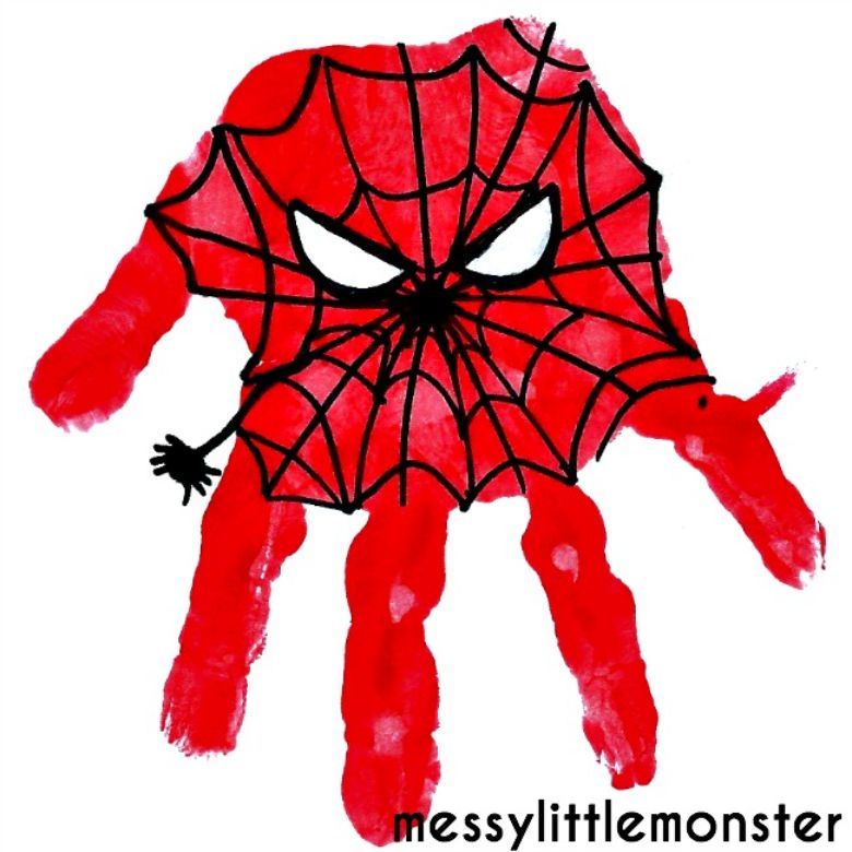 Spiderman handprint - Superhero crafts for kids