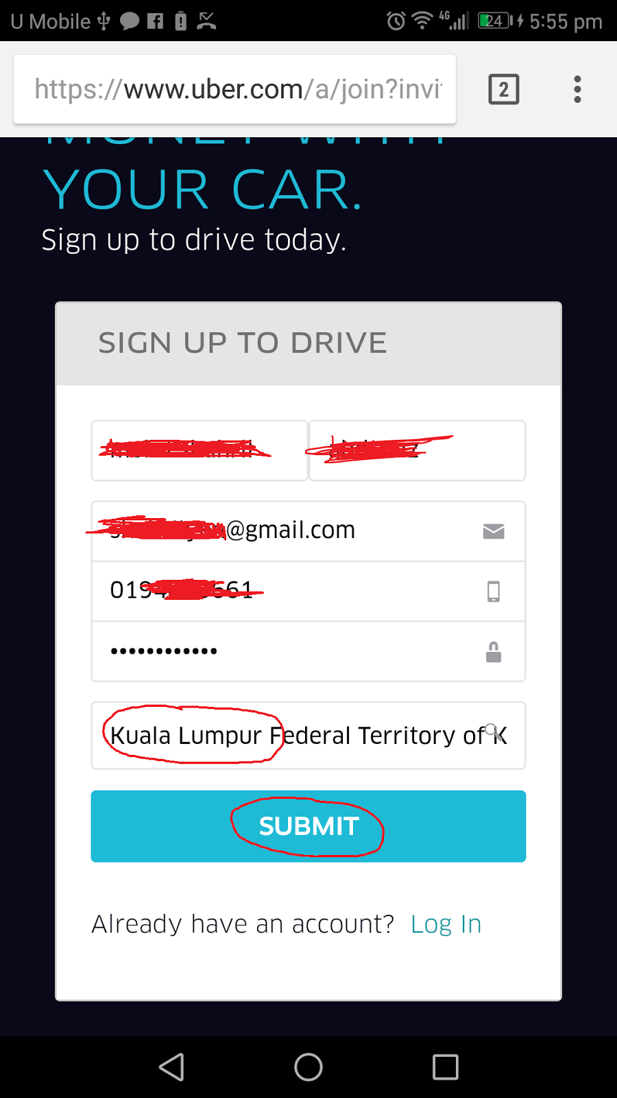Cara mudah daftar pemandu uber online percuma di Malaysia 