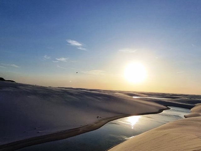 Pôr do sol na Lagoa Bonita, Barreirinhas, Maranhão