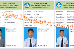 Format Kartu Peserta Ujian Sekolah + Foto