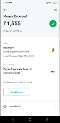 mall 91 app payment proof