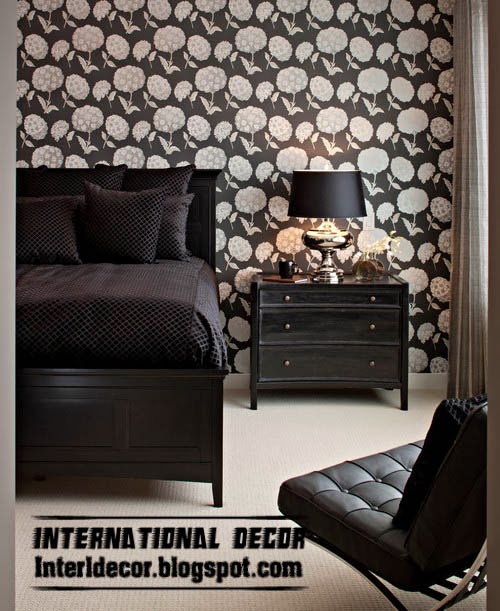 Black and white wallpaper flower patterns for interior design