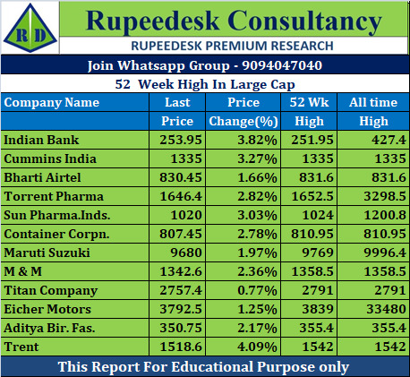 52  Week High In Large Cap