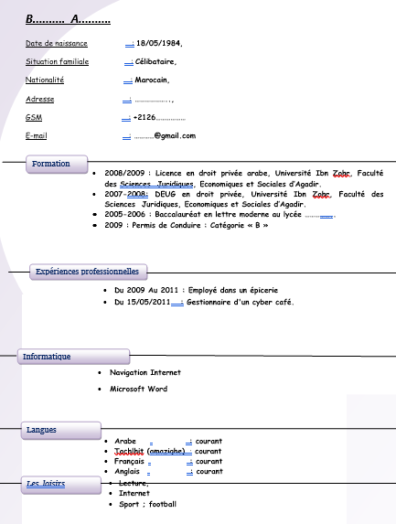 تحميل 5 نماذج cv بالفرنسية جاهزة للتعديل word