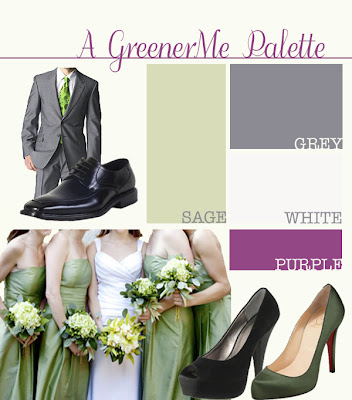 The colors I have chose are sage green grey white with a pop of purple