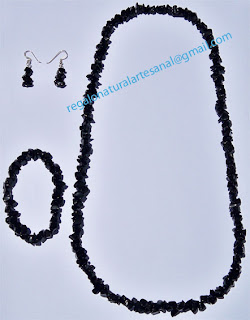 conjunto collar pulsera pendientes de piedra semipreciosa onix