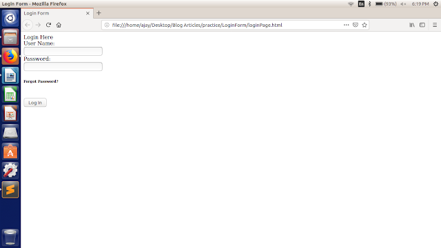 html reslt for creating login form