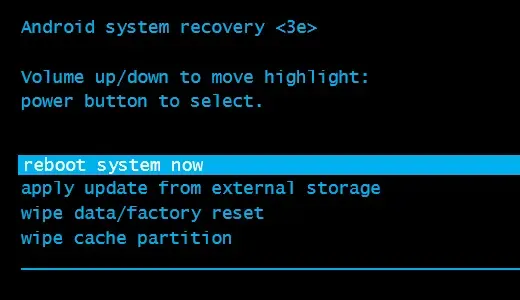 Reboot hp setelah Wipe Data