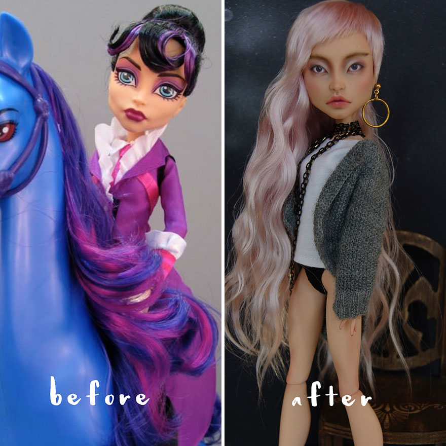 Ukrainian Artist Removes Makeup From Dolls And Repaints Them In A More Natural Way