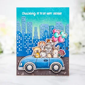 Sunny Studio Stamps: Cruising Critters Cityscape Border Dies Love Monkey Birthday Card by Keeway Tsao