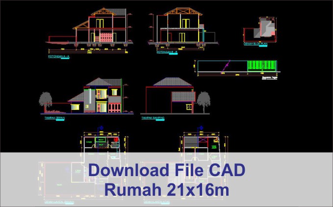 download rumah 21x16 File AutoCad