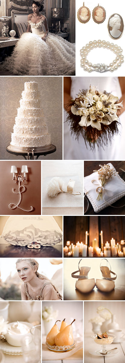 Planning a winter white cream wedding This inspiration board comes to you 