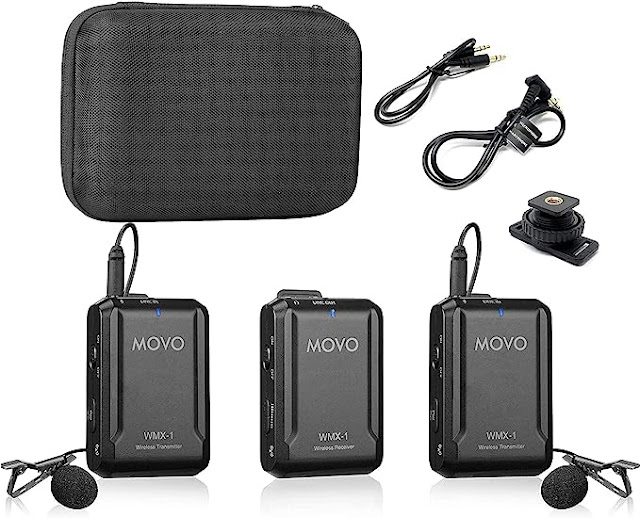 Best Movo WMX-1-DUO 2.4GHz Dual Wireless Lavalier Microphone System Compatible with DSLR Cameras, Camcorders, iPhone, Android Smartphones, and Tablets (200' ft Audio Range) - Great for Teaching Tutorials