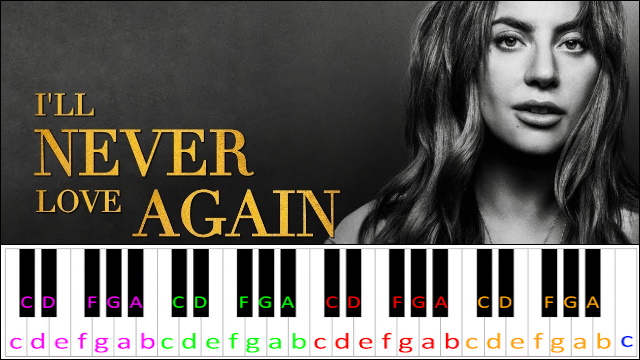 I'll Never Love Again by  Lady Gaga and Bradley Cooper (A Star Is Born) Piano / Keyboard Easy Letter Notes for Beginners