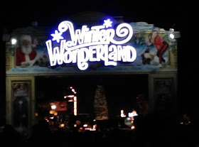 pic of Winter Wonderland sign at night in Hyde Park