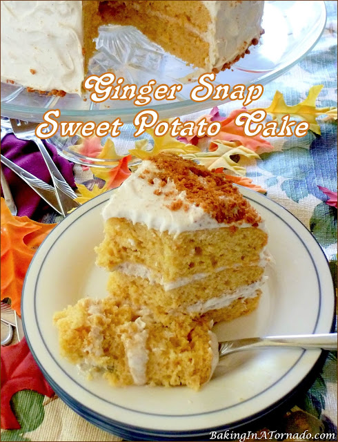 Ginger Snap Sweet Potato Cake | recipe developed by Karen of www.BakingInATornado.com | #recipe #bake