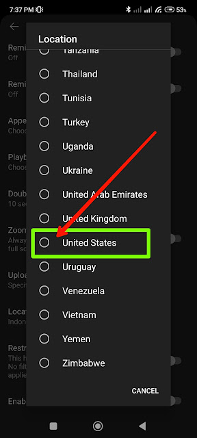 Cara mengubah lokasi region ke negara tertentu di aplikasi youtube android