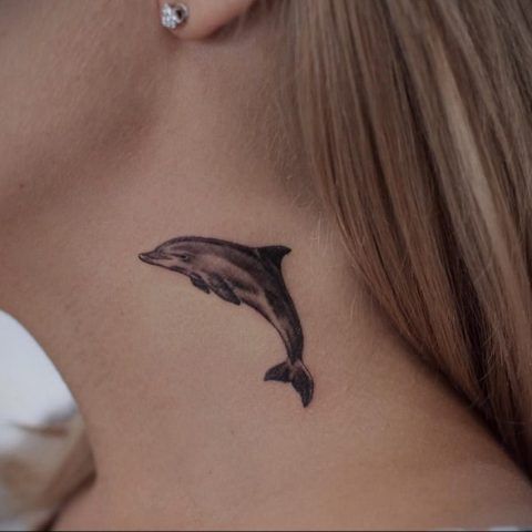 Black-Ink-Dolphin-Neck-Tattoo