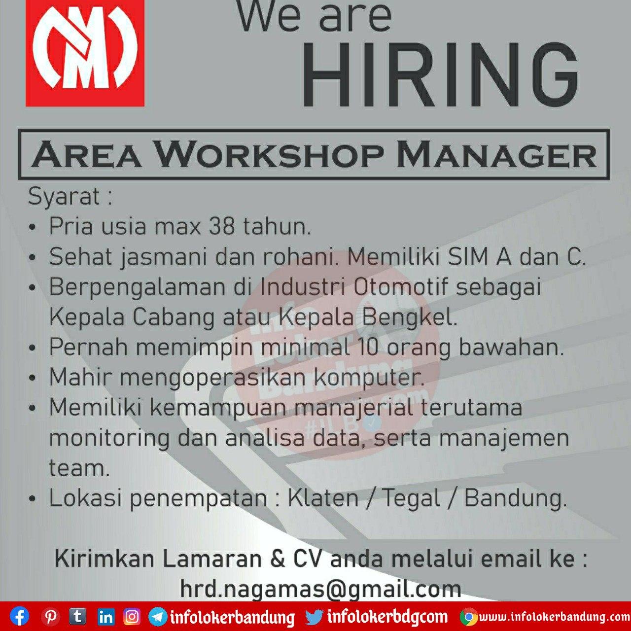 Lowongan Kerja Area Workshop Manager Bandung Oktober 2020