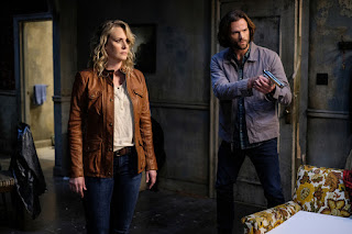 Samantha Smith as Mary Winchester and Jared Padalecki as Sam Winchester in Supernatural 14x02 "Gods and Monsters"